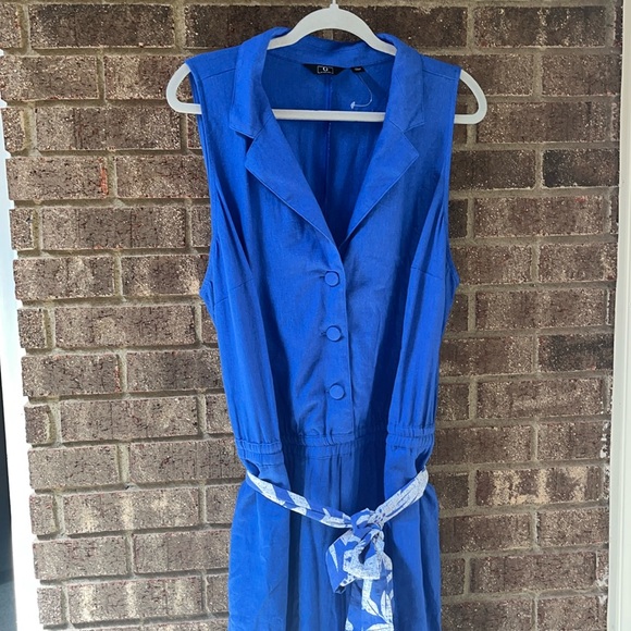 G by Giuliana Pants - G by Giuliana Sugar-Washed Linen-Blend Wide Leg Jumpsuit Size 2X